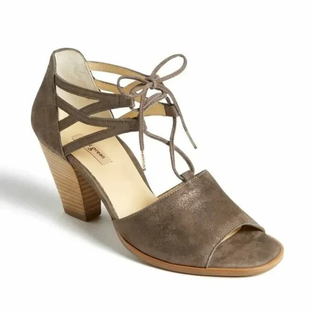 PAUL GREEN Marsha Lace Up Open Toe Sandal Metallic Suede Taupe UK 7.5 UK 10 US